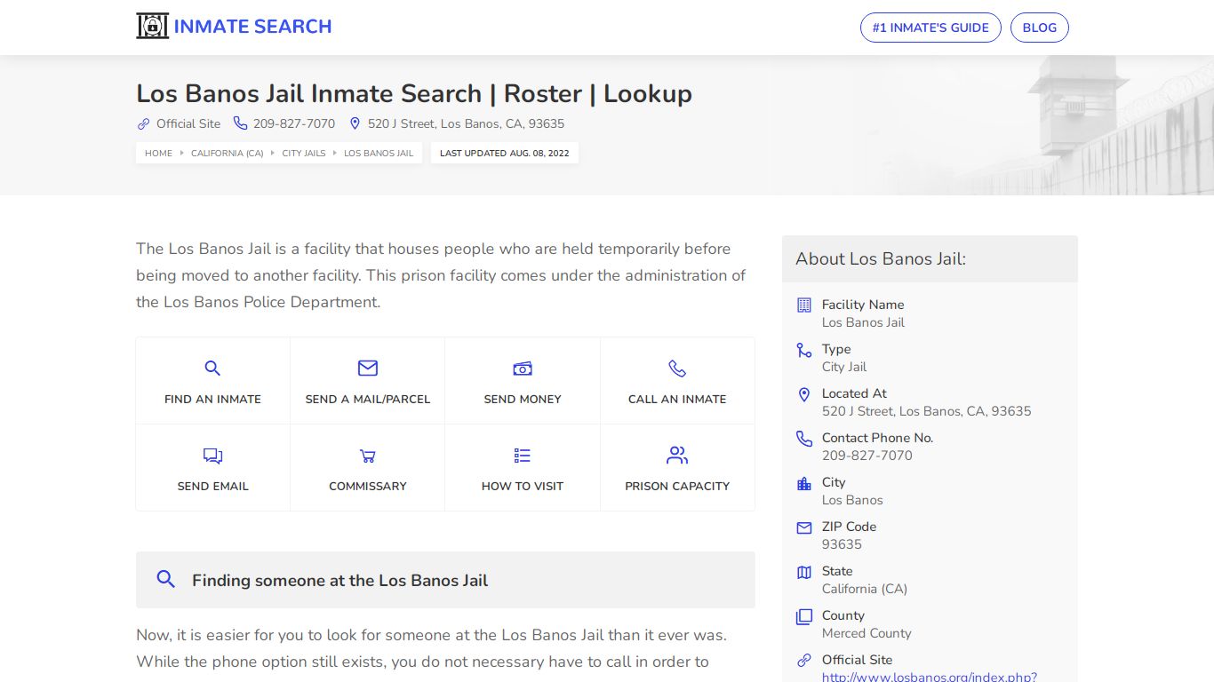 Los Banos Jail Inmate Search | Roster | Lookup